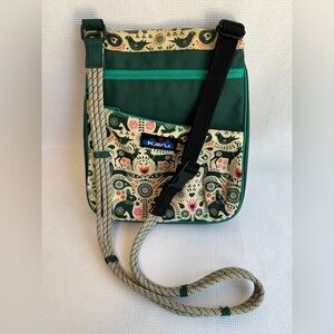 KAVU Keeper Crossbody Forest Green and Cream Forest Animal Patterned Bag